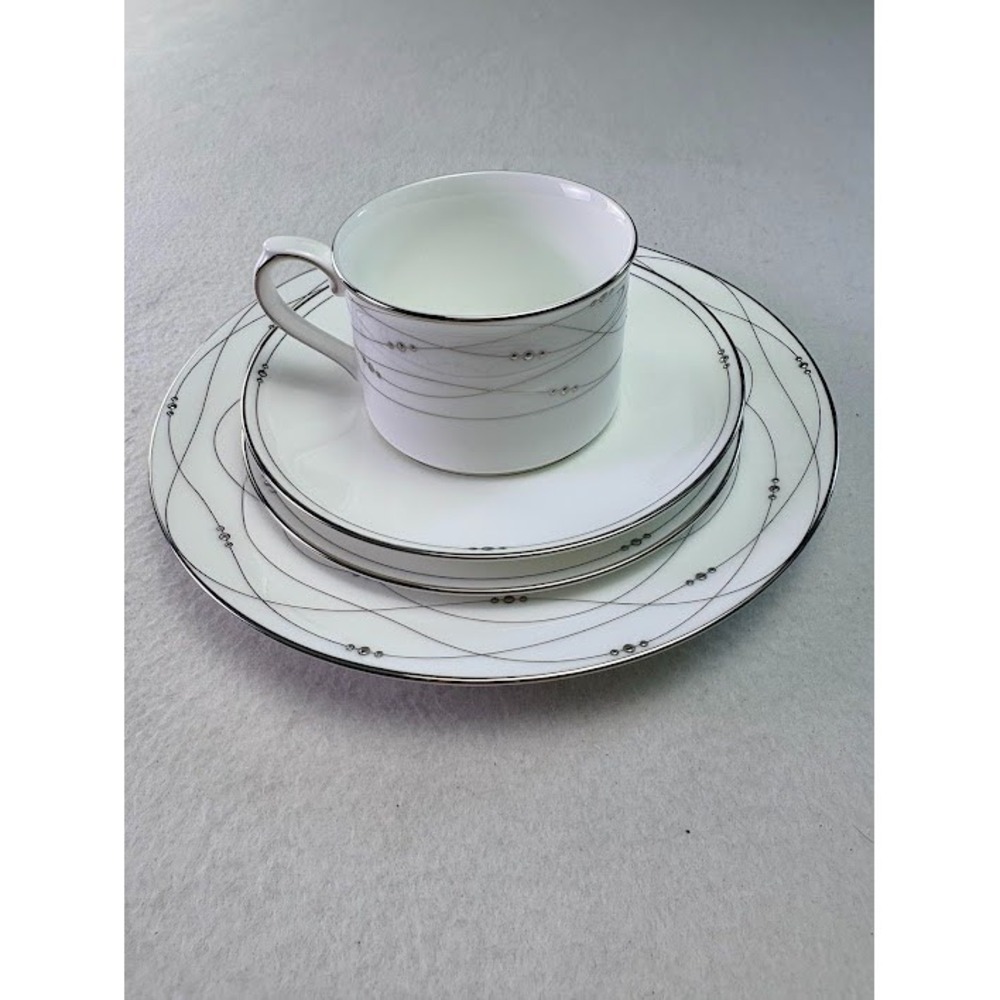 Royal‎ Doulton Platinum Lux Silver Rim 5 Pc Place Setting NEW